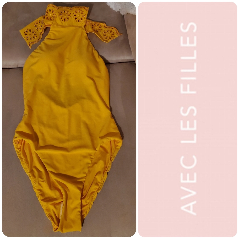 NWT Avec Les Filles yellow one piece swimsuit